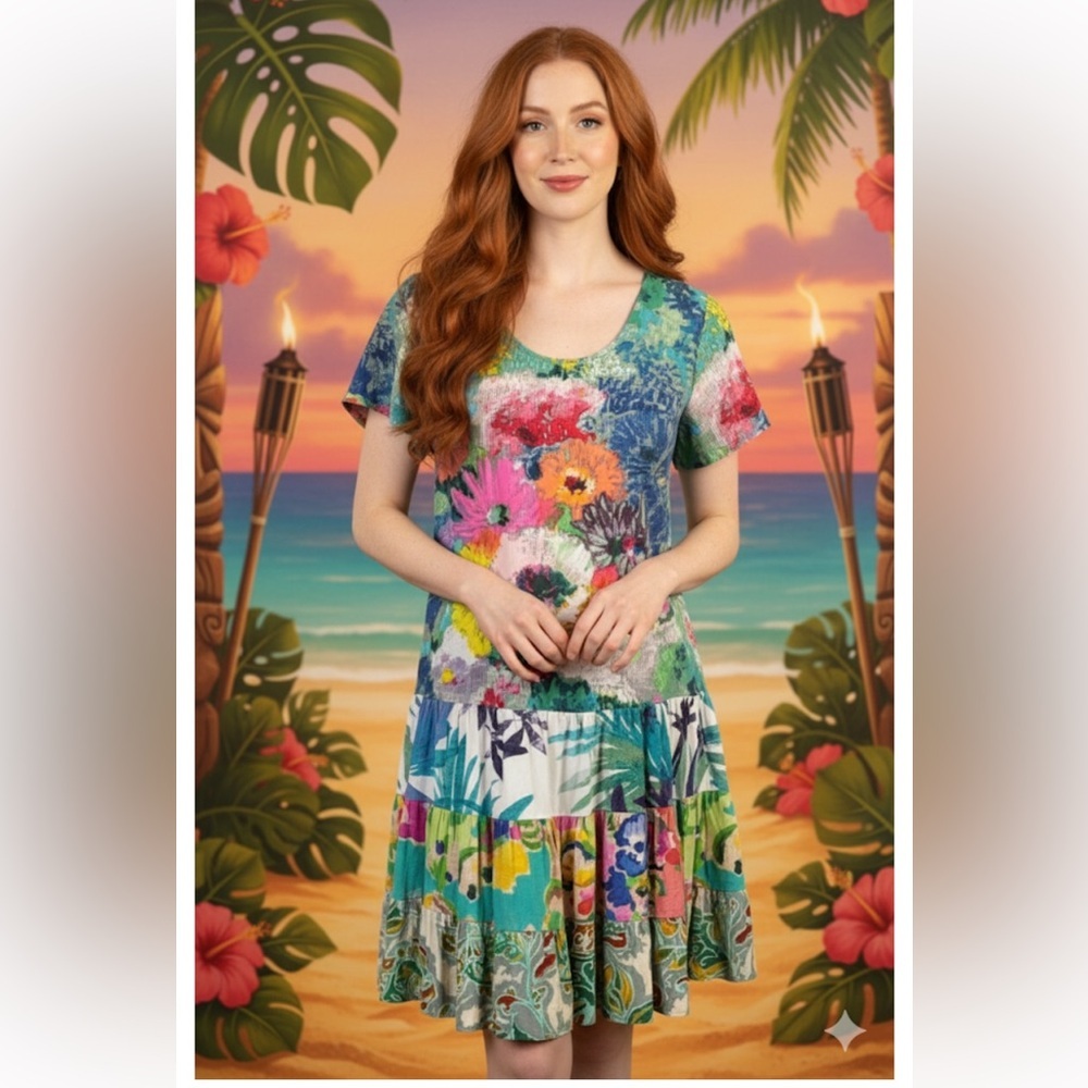 Jams World Floral Hattie Dress in the Lush Floral Fabric Pattern - Size Small